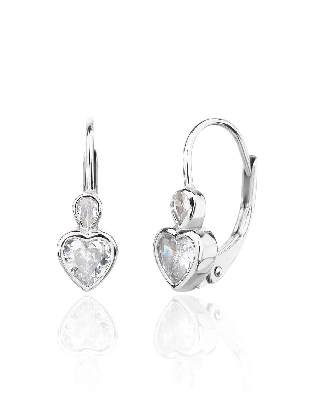 Heart shaped zirconia stone children's earrings 1