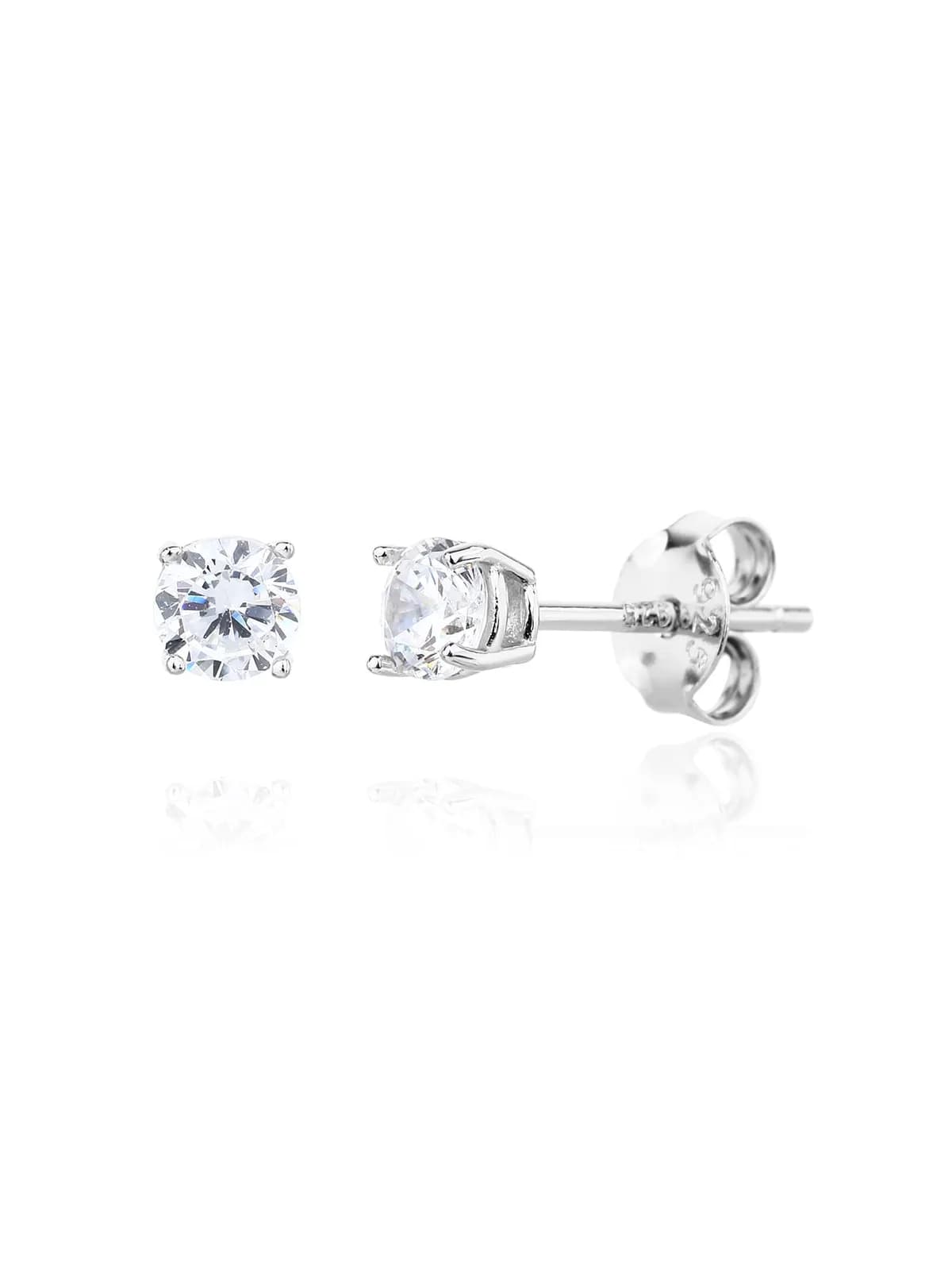 Ohrstecker mit 4 weißen Cubic Zirkonia und rundem Stein 1