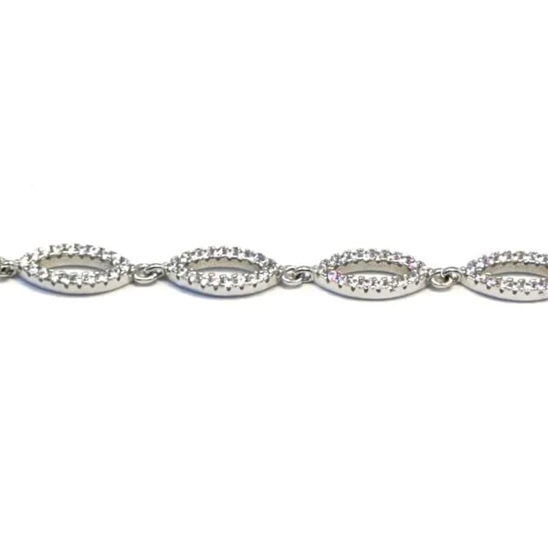Silbernes Armband mit kleinen weißen Steinen und Navetten 1