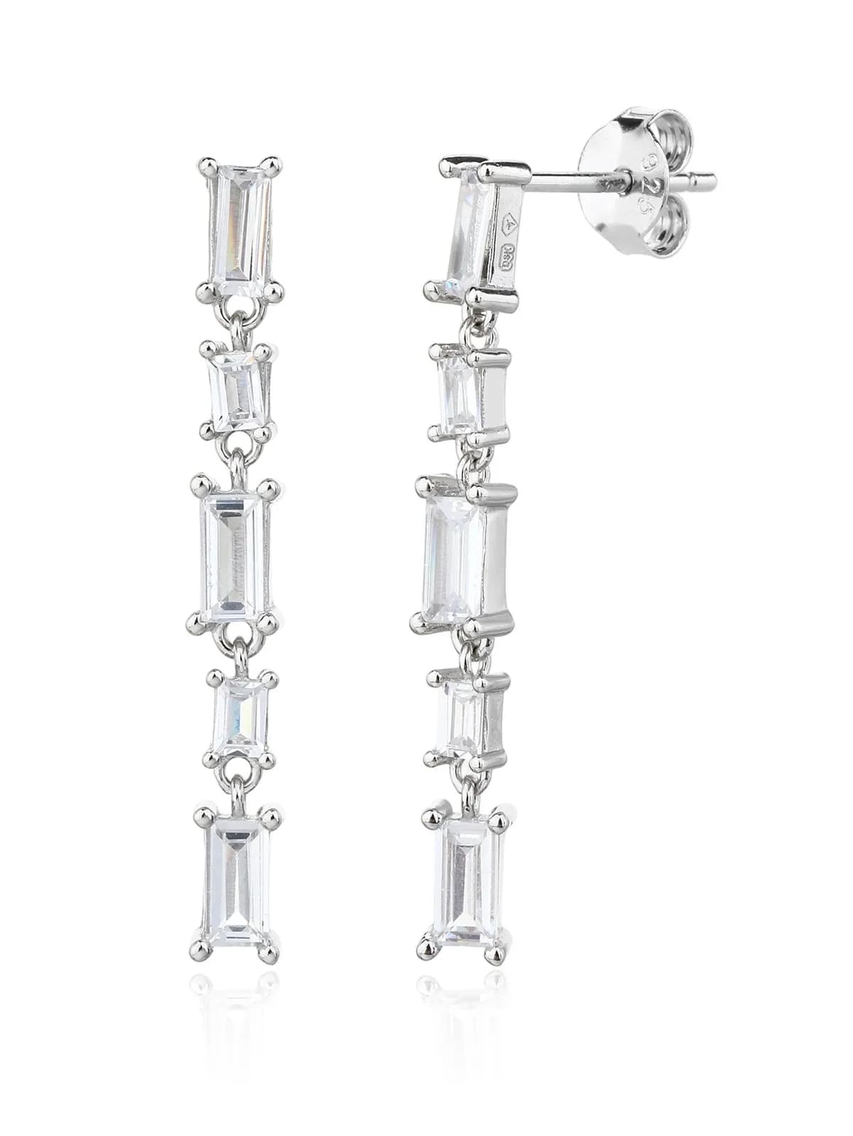 Pendientes colgantes de piedra cortada en baguette geométrica con diseño enchufable, plata AG 925 bañada en rodio 1