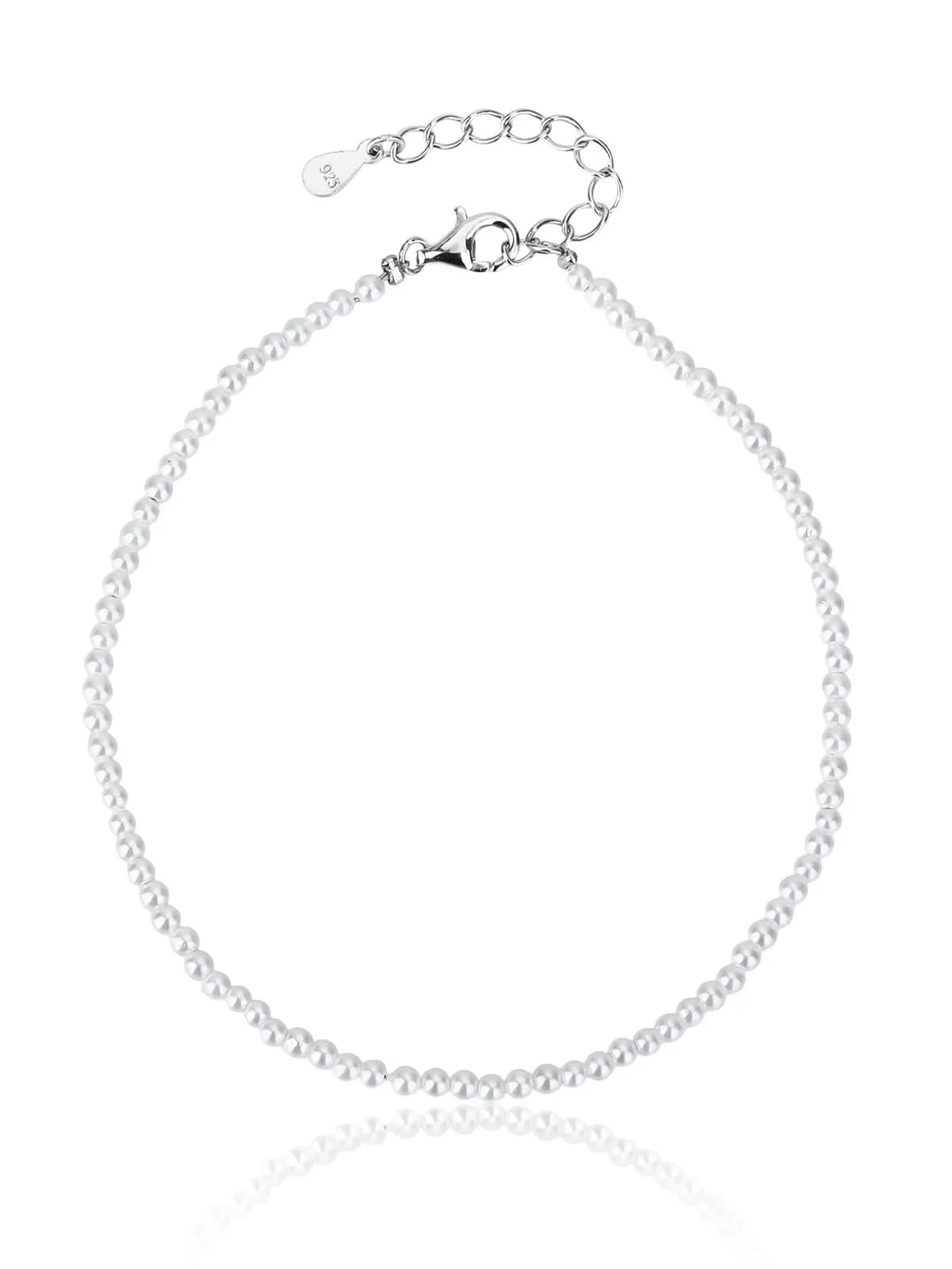 Shell gyöngy karkötő, AG 925 ródiumozott ezüst (18 + 4 cm) 1