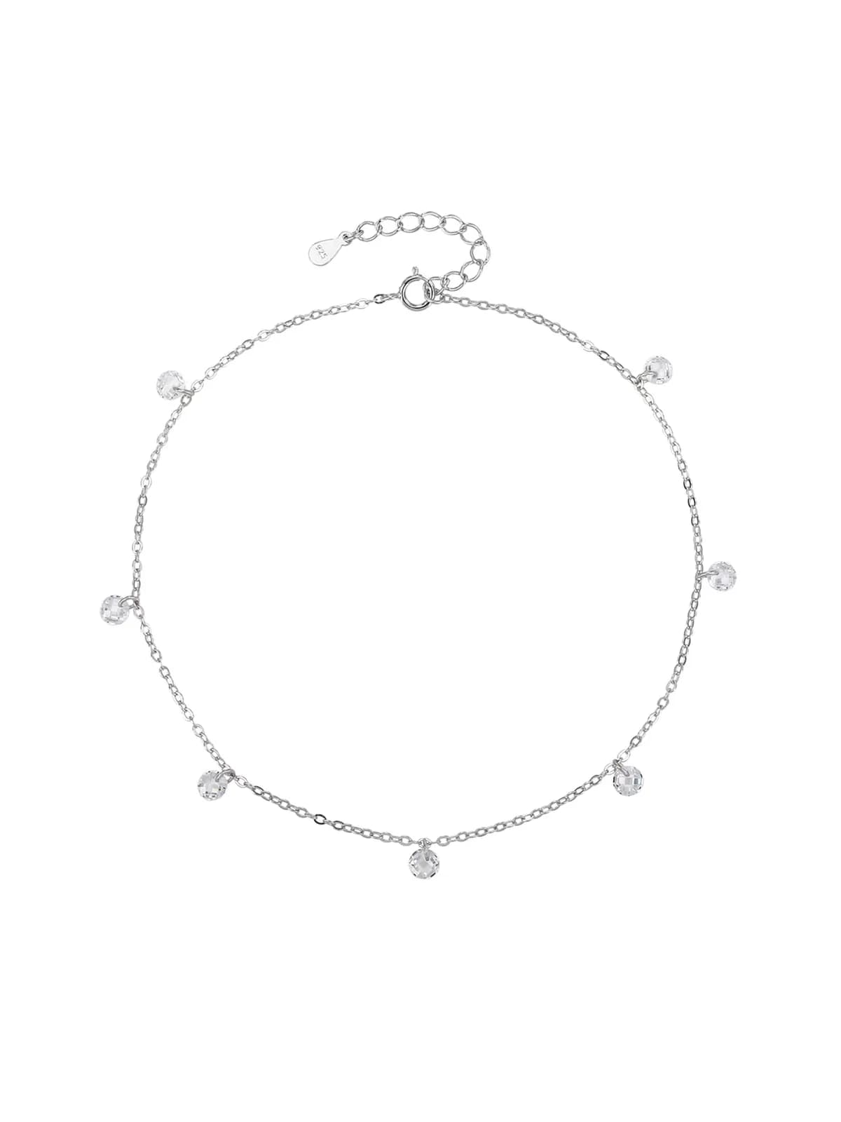 Ezüst bokalánc fehér cirkónia kövekkel (24+4 cm) 1