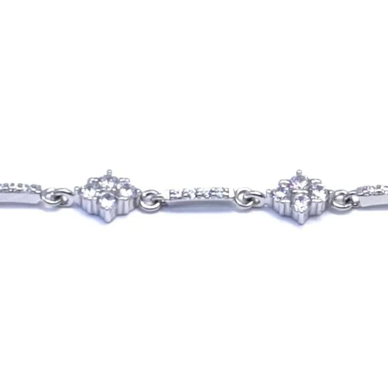Silbernes Armband mit weißen Steinen und 4 großen Steinen 1