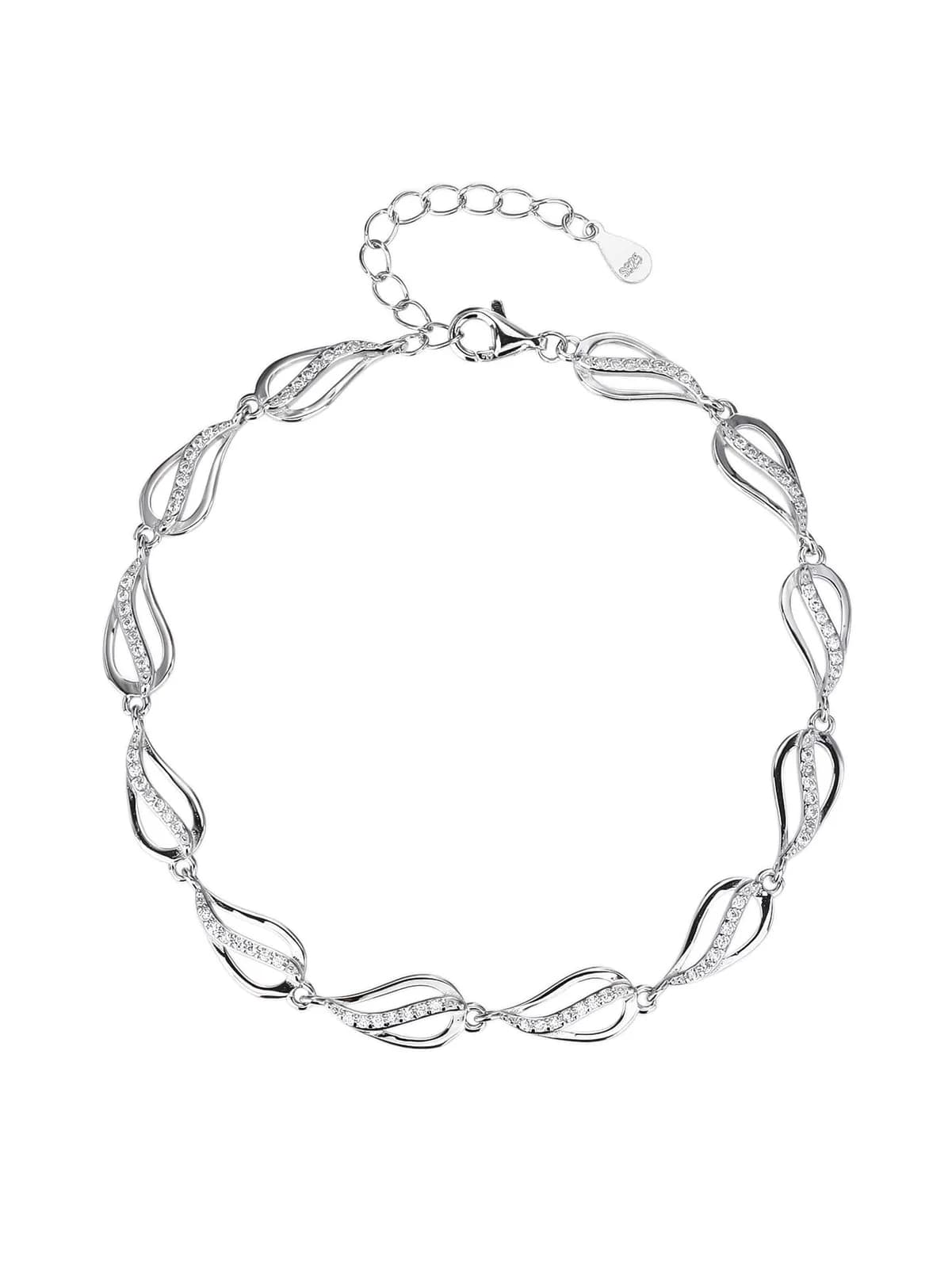 Cirkónia köves hullám mintás karkötő – 17+4 cm 1