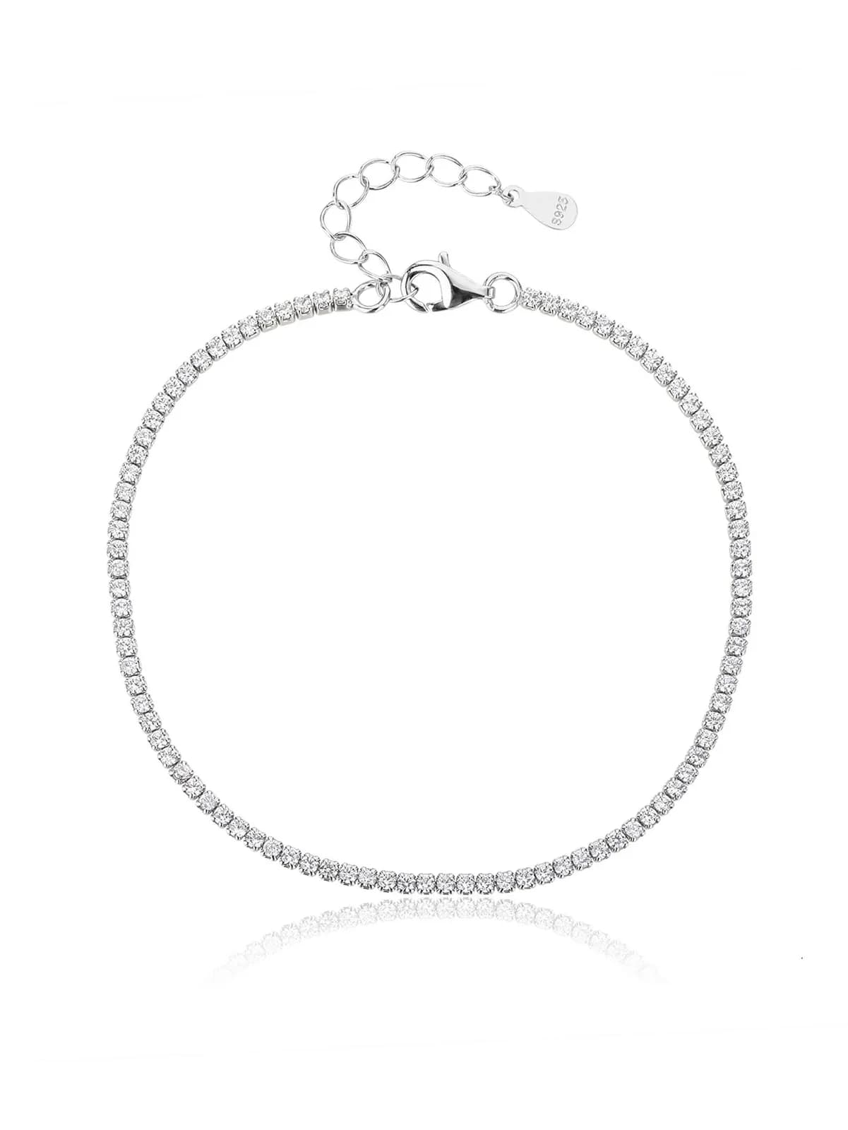 Cirkónia köves teniszkarkötő , AG 925 ródiumozott ezüst (16,5 + 3,5 cm) 1