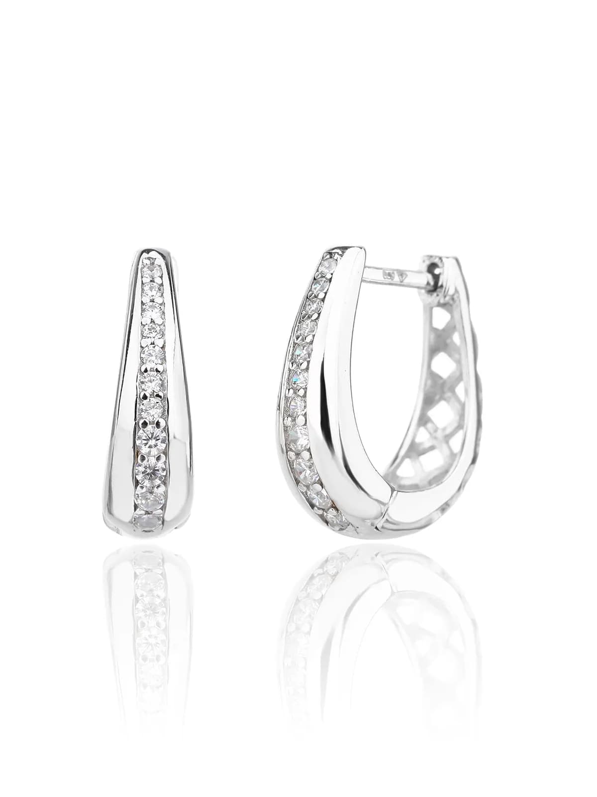 Cercei cerc eleganți cu piatră de zirconiu cubic alb 1