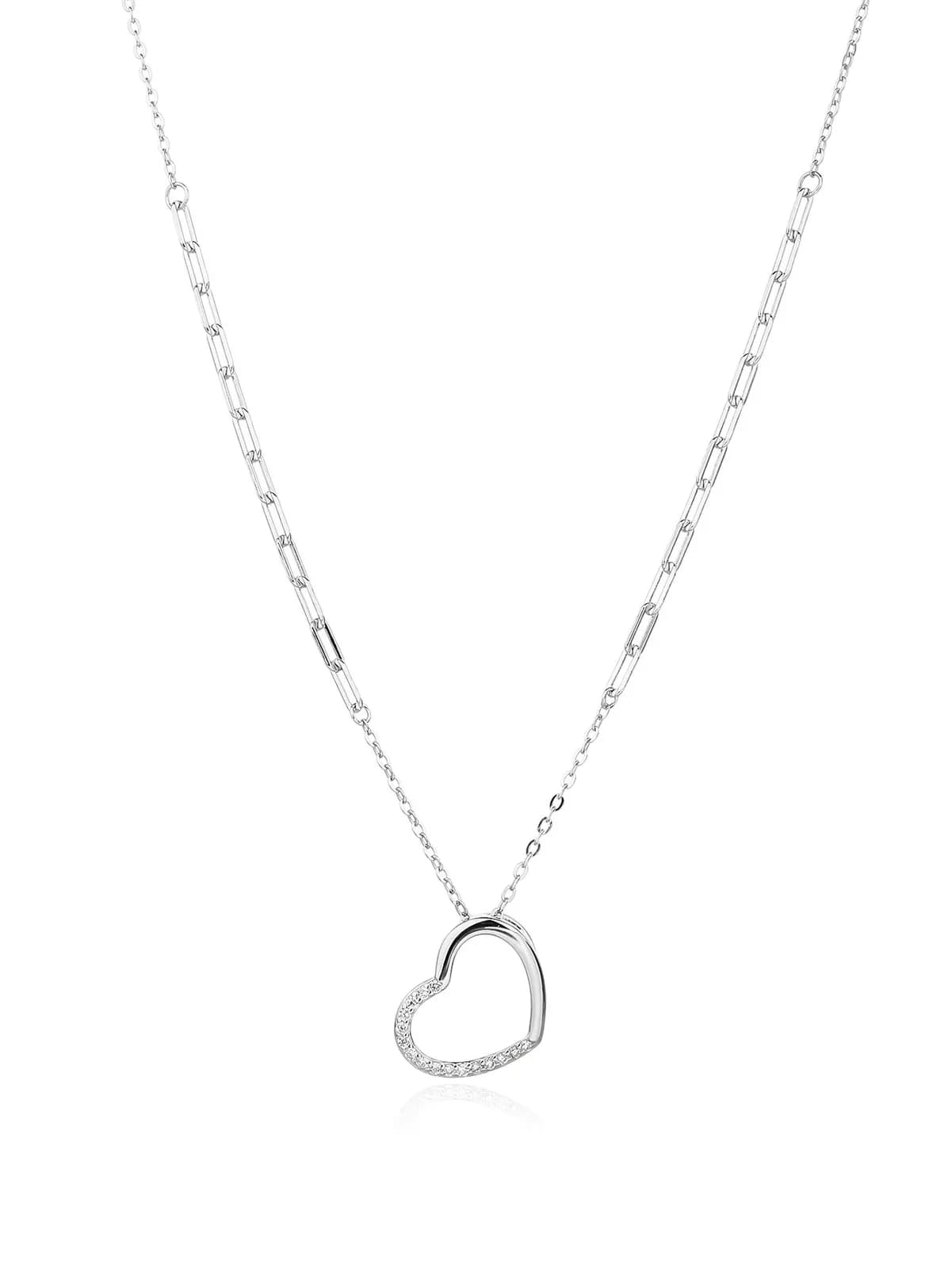 Szív medálos nyaklánc, cirkónia kövekkel, AG 925 ródiumozott ezüst (41+6 cm) 1