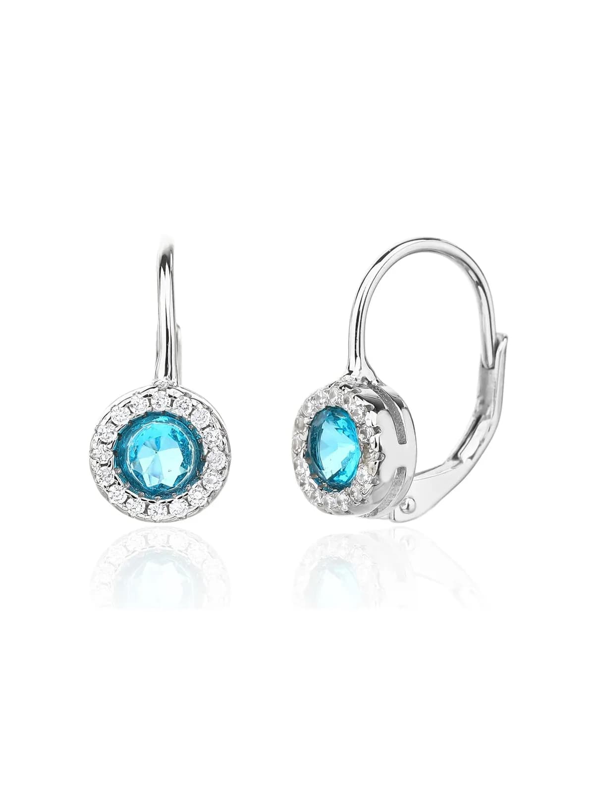 Pendientes de plata con piedras de circonia cúbica azul y baño de rodio 1