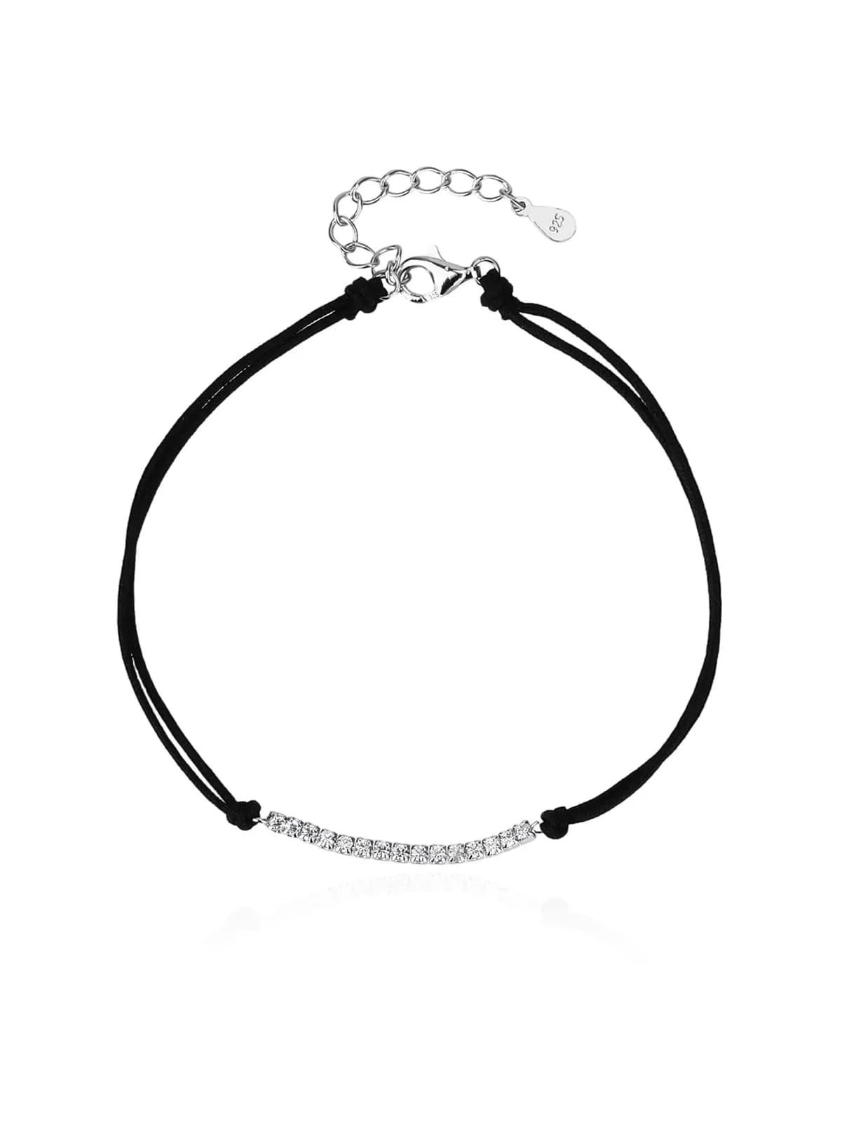 Tenisz stílusú cirkóniás fekete zsinór karkötő – állítható méretű (17 + 4 cm) 1
