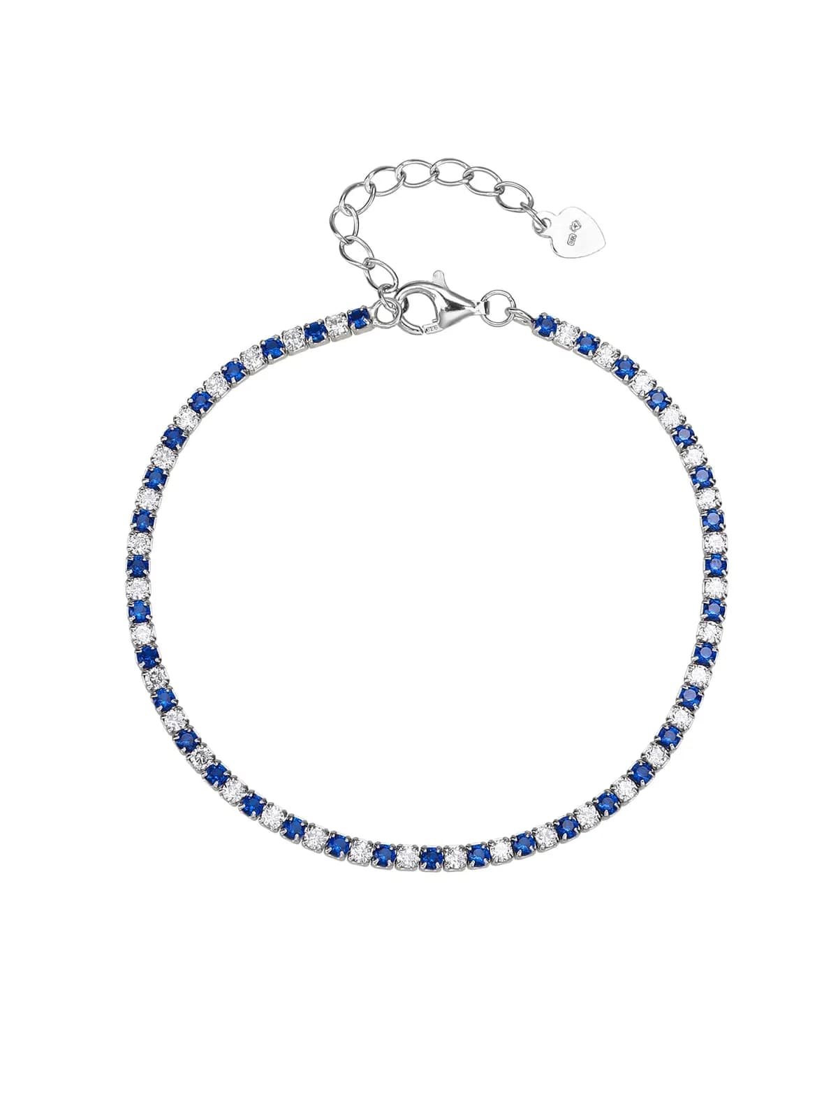 Kék-fehér cirkónia köves teniszkarkötő – 16+4 cm 1