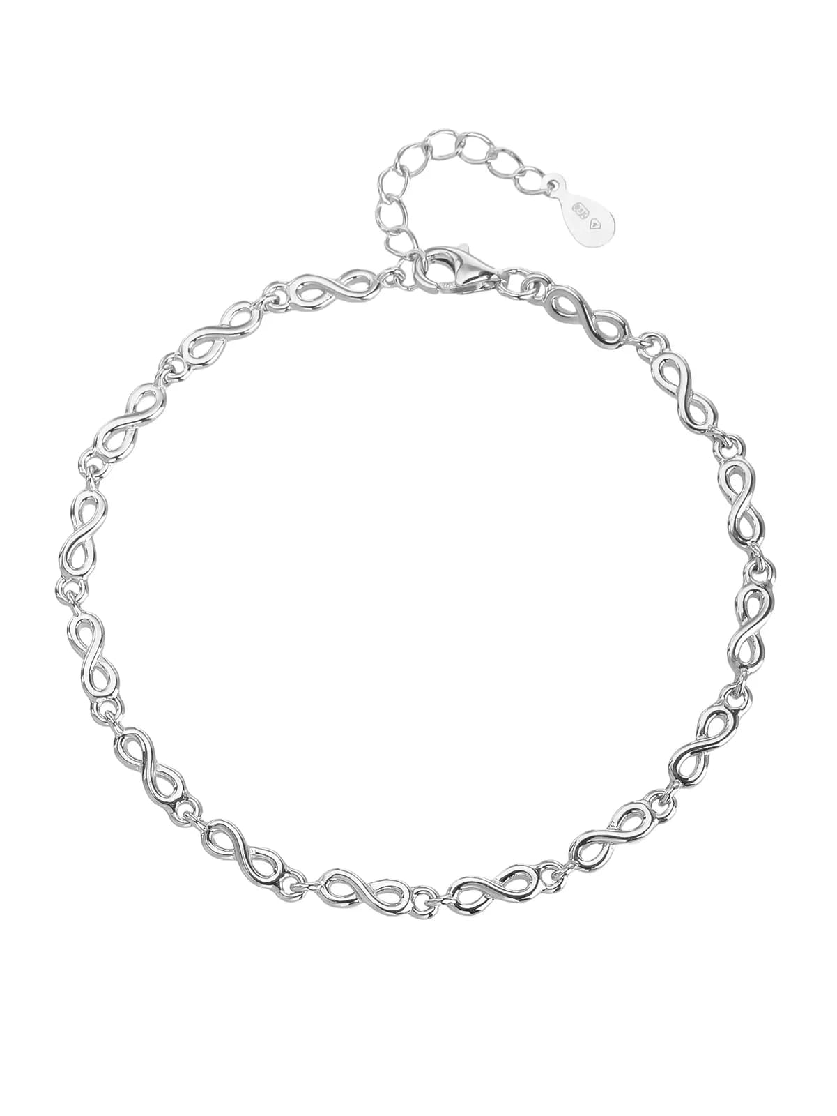 AG 925 ezüst végtelen mintás karkötő, ródium bevonattal (minimalista) 1