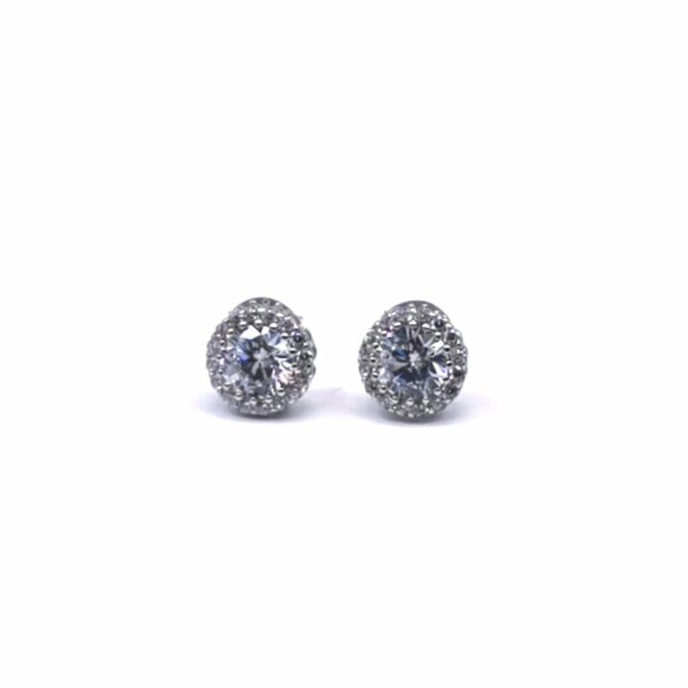 Silver white stone stud earrings