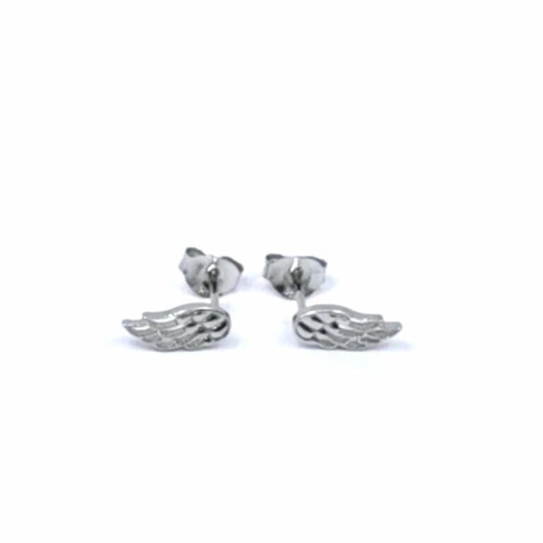 Silver angel wing earrings