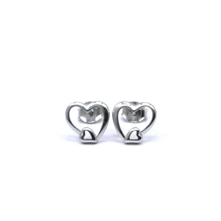 Silver double curve contour earrings