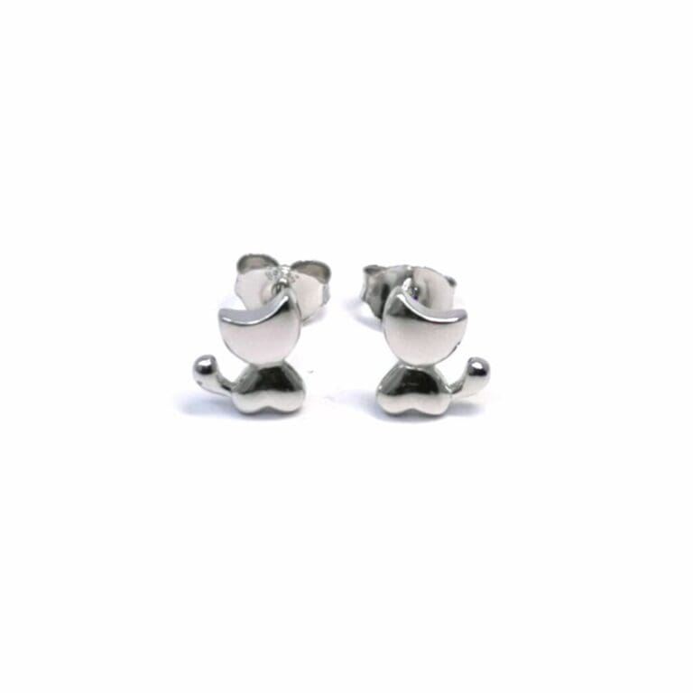 Silver kitten stud earrings