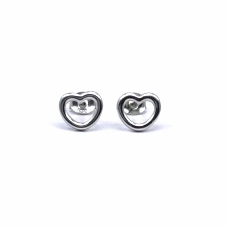 Silver heart contour earrings