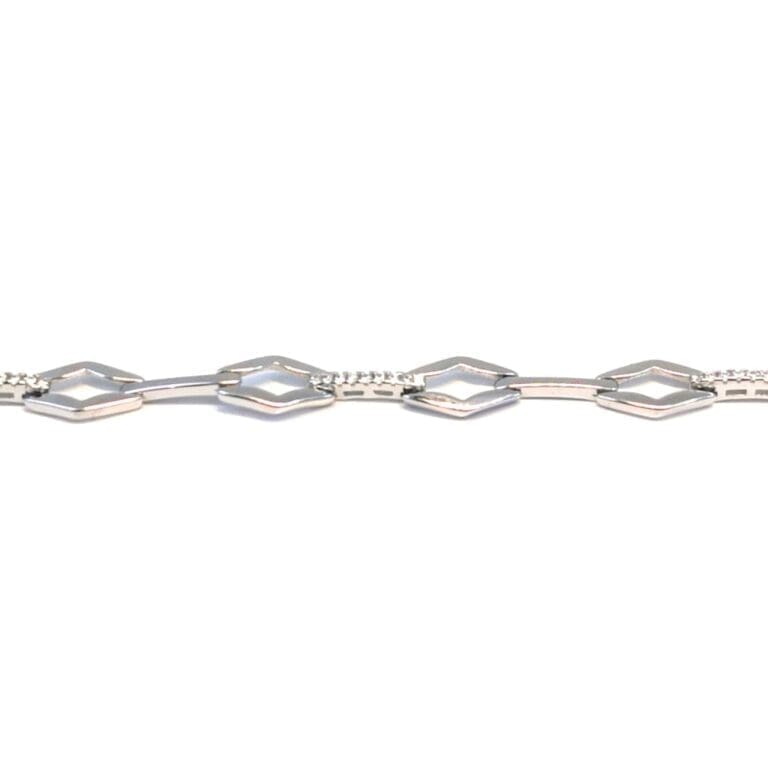 Silver white stone rhombus bead bracelet