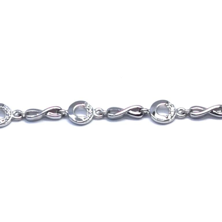 Silver white stone infinity sign bracelet