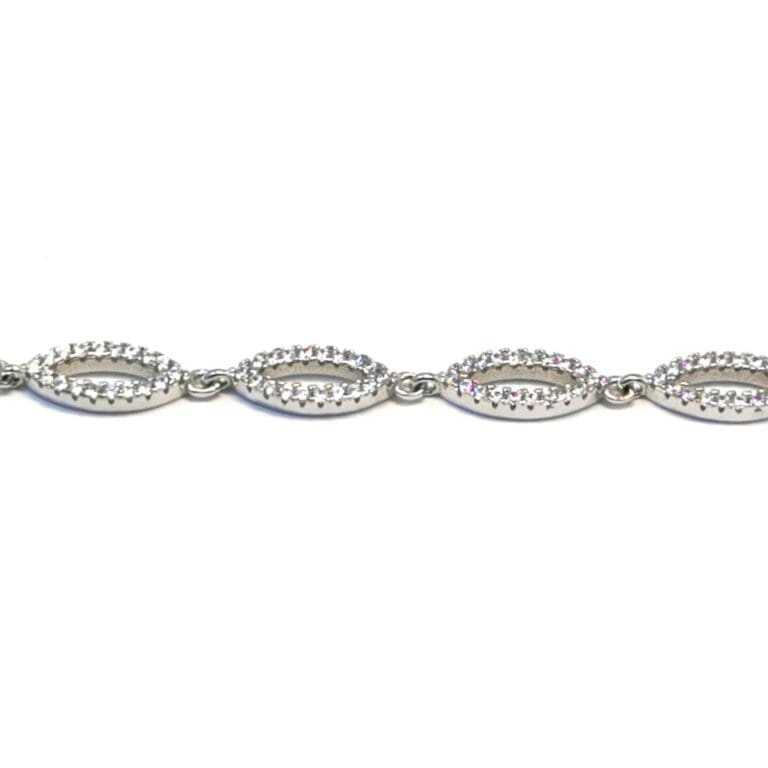 Silver white small stone navettes bracelet