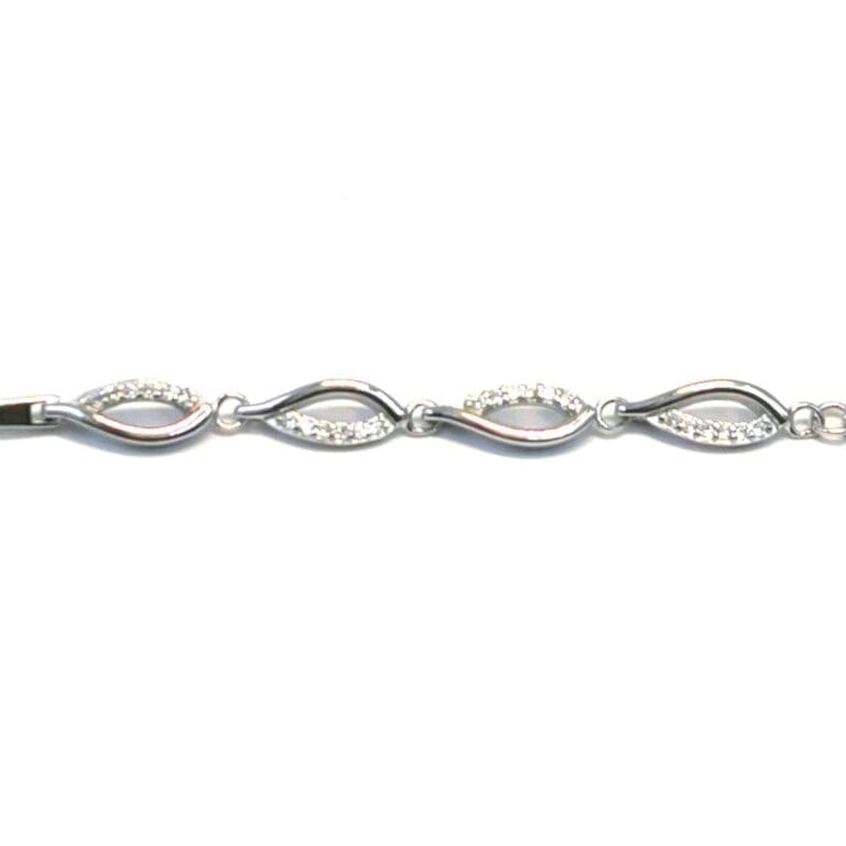 Silver white stone wave pattern bracelet