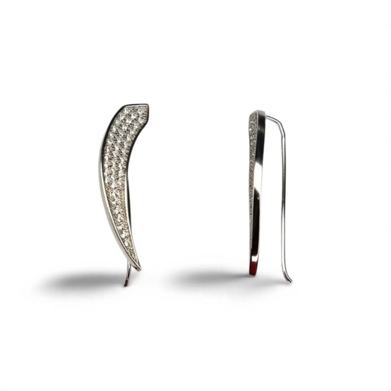 Silver drop earrings with white stone