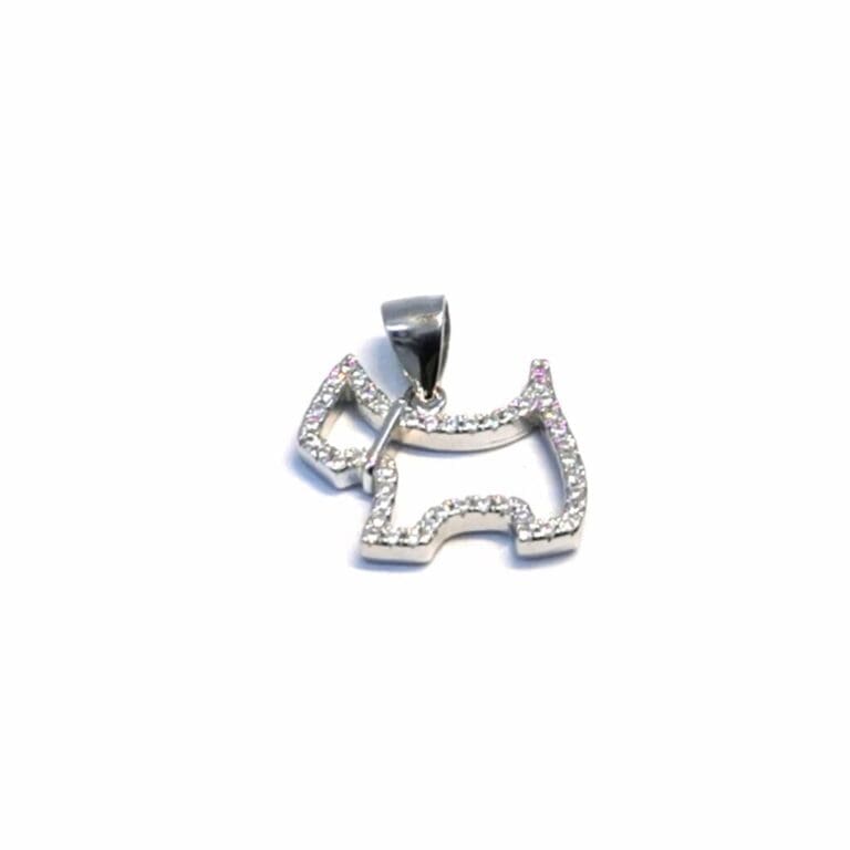 White stone contoured dog pendant
