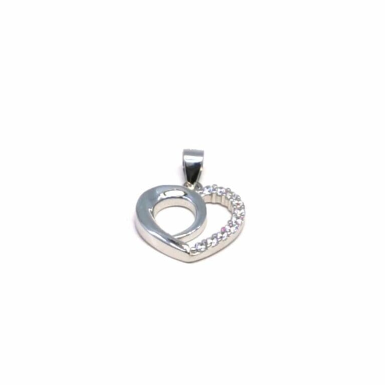 White stone contoured heart pendant