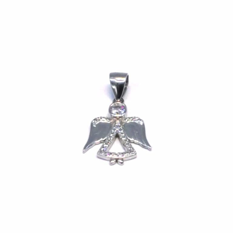White stone angel pendant