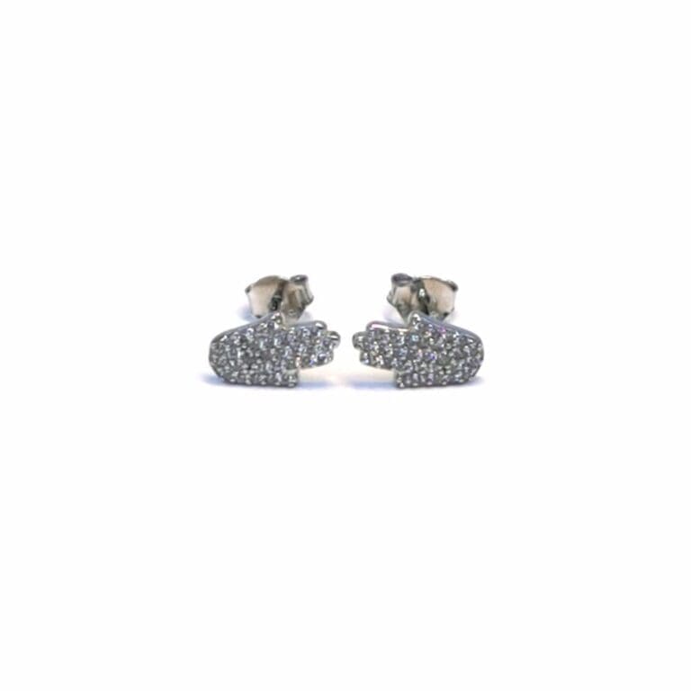 Silver white stone fatima hand stekker earrings