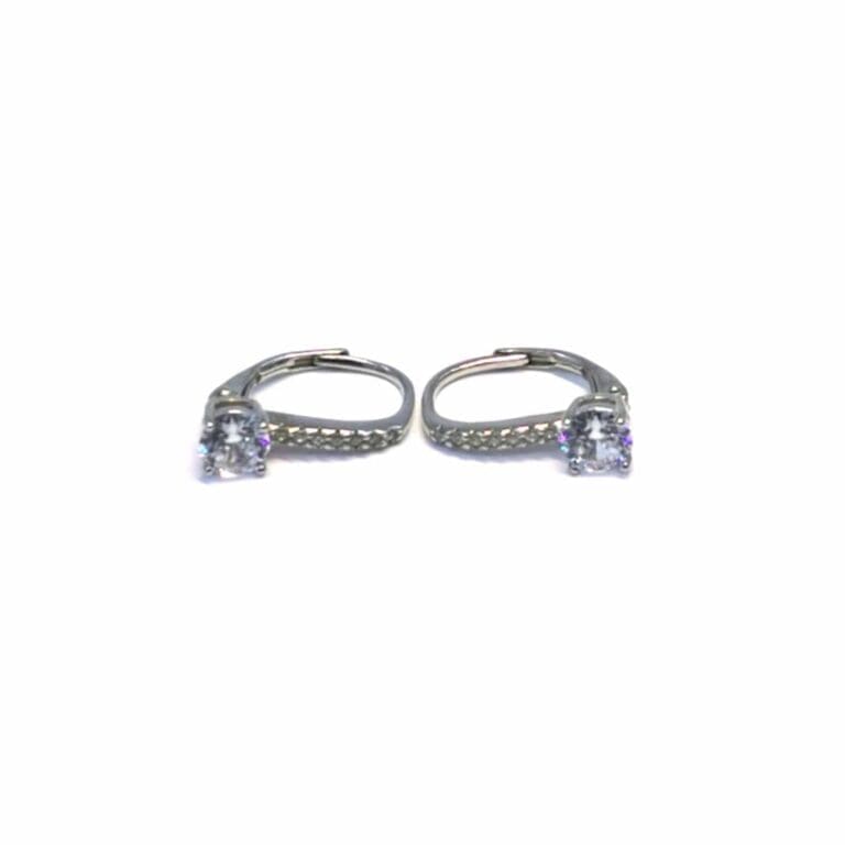 Silver white stone earrings with patent closure