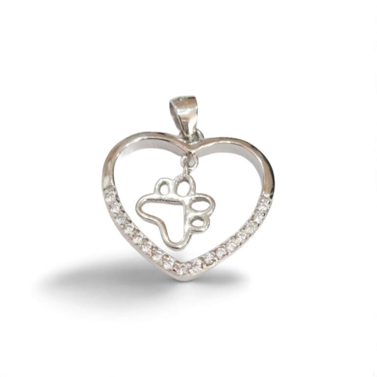 Silver Tappanche heart pendant with white stone