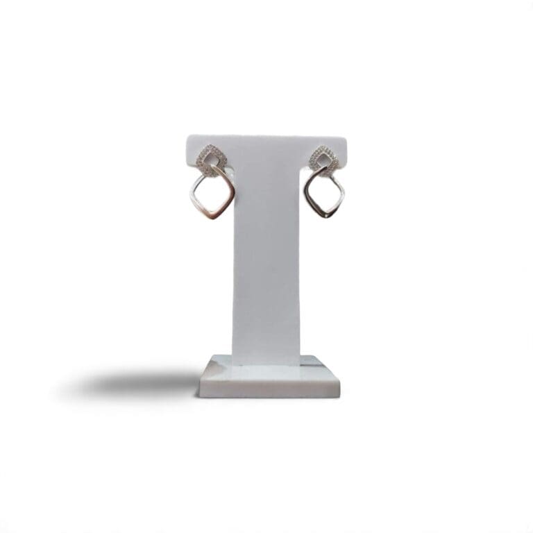 White stone design earrings
