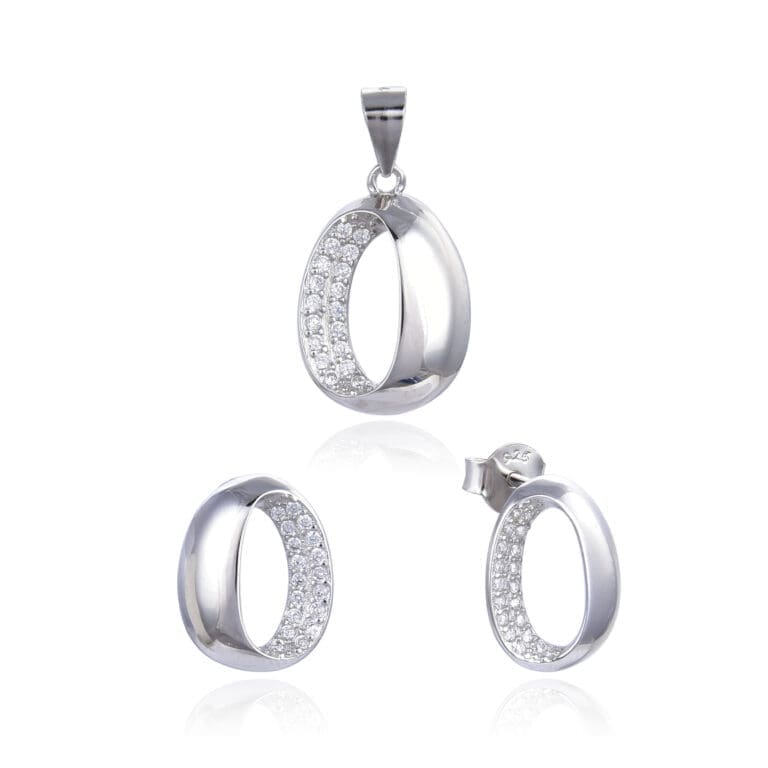 Oval Fantasy with white stoned chevron set