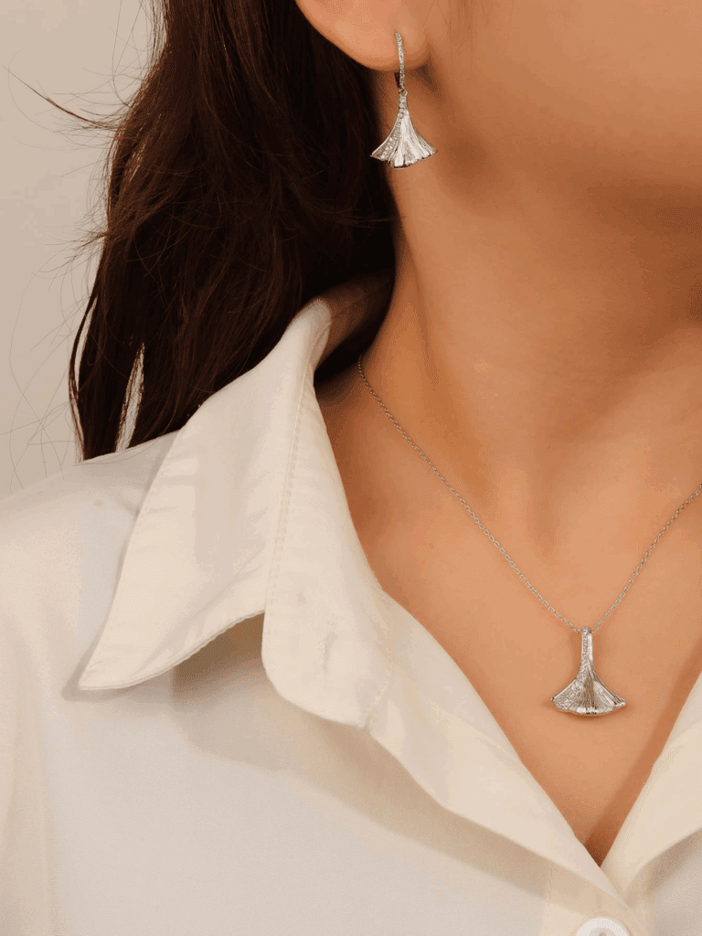 Gingko biloba ezüst ékszer szettt