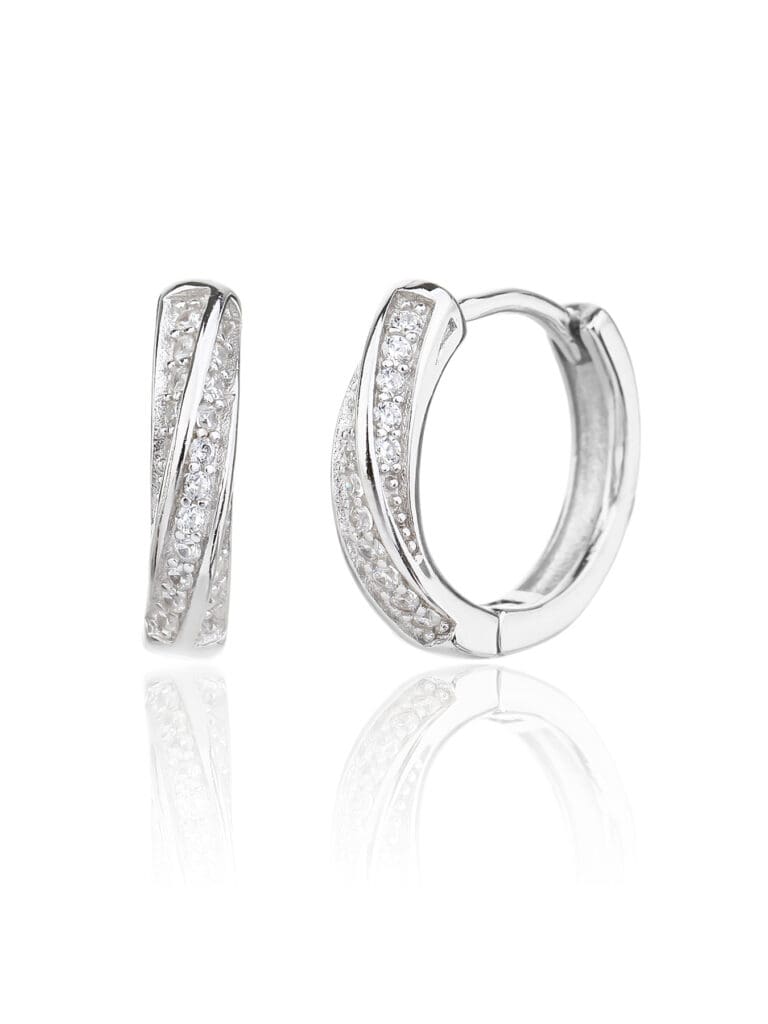 Zirconia stone round earrings