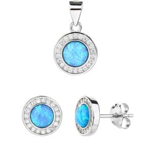 Light Blue Opal Jewel Set - AG 925 sterling silver, rhodium plated (without chain)