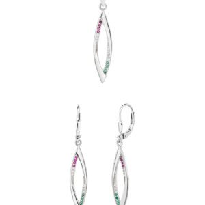 Nemzeti Fény – Trikolor navett ívű medál és fülbevaló szett, AG 925, ródium bevonattal