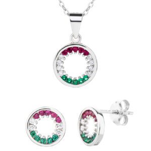 Nemzeti Fény – Trikolor szabadság medál és fülbevaló szett, AG 925, ródium bevonattal