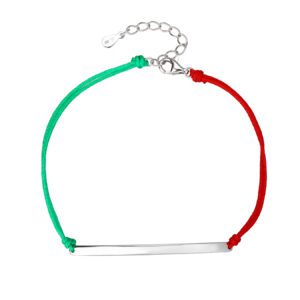 Nemzeti Fény – Trikolor zsinóros-ezüst gravírozható karkötő, AG 925, ródium bevonattal