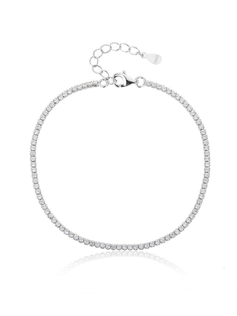 Cirkónia köves teniszkarkötő , AG 925 ródiumozott ezüst (16,5 + 3,5 cm)