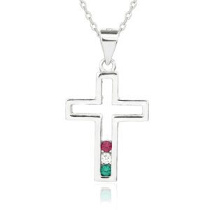 Nemzeti Fény – Trikolor kereszt medál nyaklánccal, AG 925, ródium bevonattal