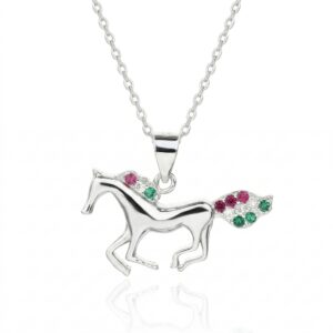 Nemzeti Fény – Trikolor ló medál nyaklánccal, AG 925, ródium bevonattal