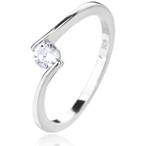 Solitärring mit weißem Zirkonia aus 925er Silber mit Rhodiumbeschichtung