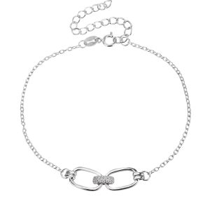 AG 925 silver anchor-link bracelet with cubic zirconia, rhodium-plated