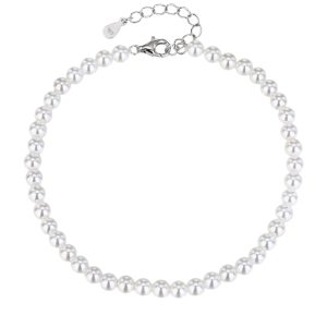 AG 925 silver shell bead bracelet, rhodium-plated