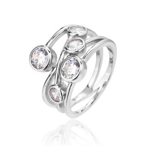 Ring aus 925er Silber mit Zirkonia-Steinen, rhodiniert