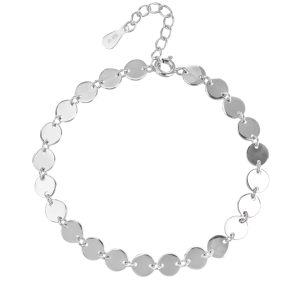 AG 925 silver disc-patterned bracelet with rhodium plating