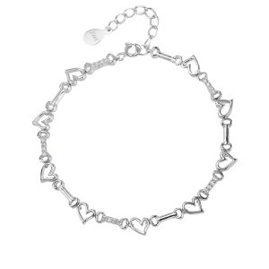 AG 925 silver bracelet with heart motif, set with cubic zirconia and rhodium-plated