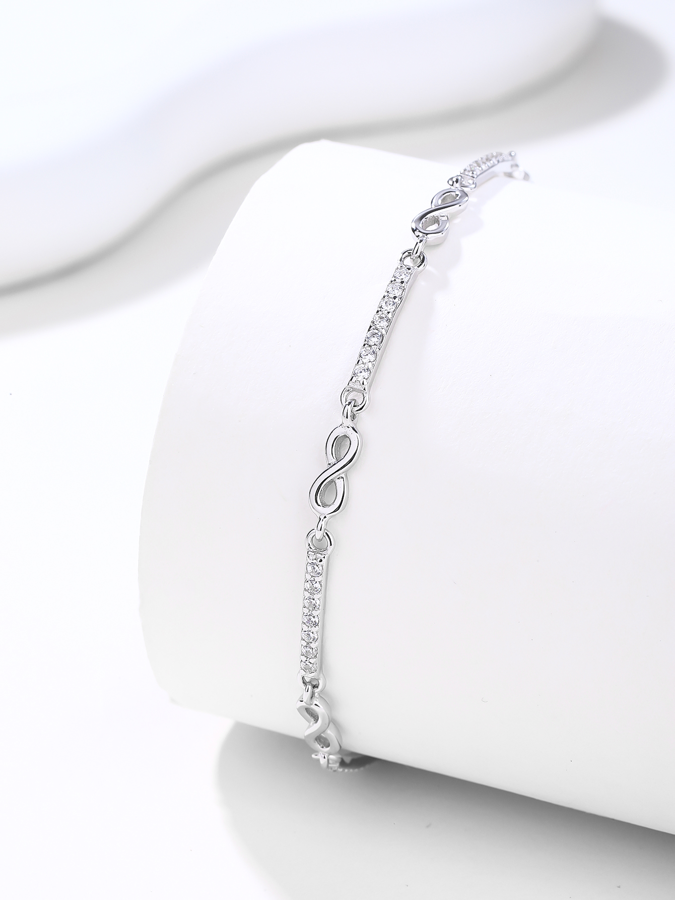 AG 925er Silber-Armband im Endlosdesign mit Zirkonia, rhodiniert 3
