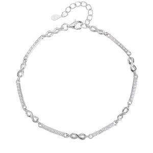 AG 925 silver infinity bracelet with cubic zirconia, rhodium-plated